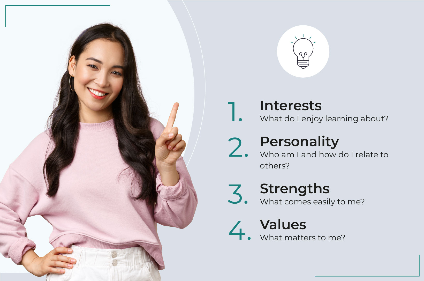 The four elements of college major assessments - interests, personality, strengths, values